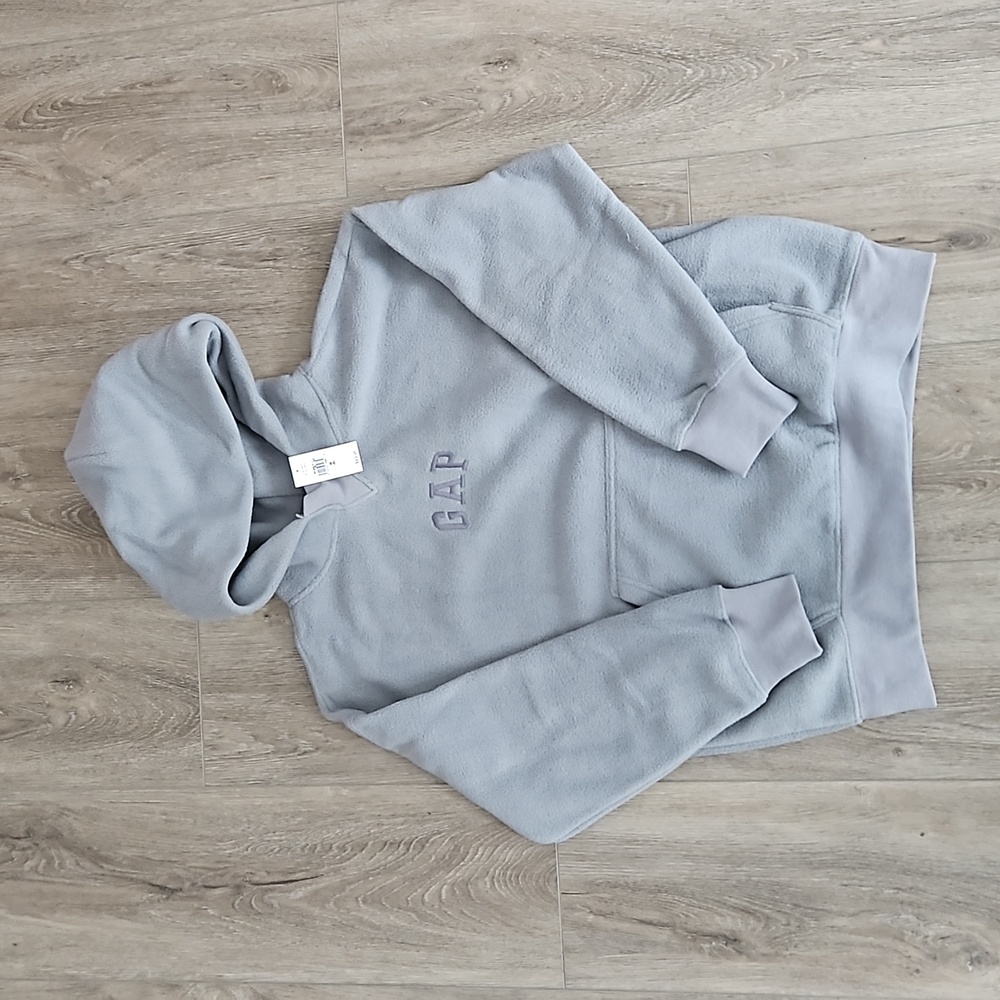 Gap microfleece kids hoodie gray color size M